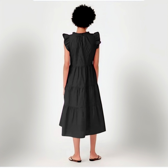 J.Crew Factory Black Tiered Ruffle Midi Dress – Women’s 10 - Picture 6 of 11